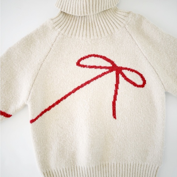 En Saison Women's Merril Bow Print Turtleneck Sweater size S - Picture 5 of 7